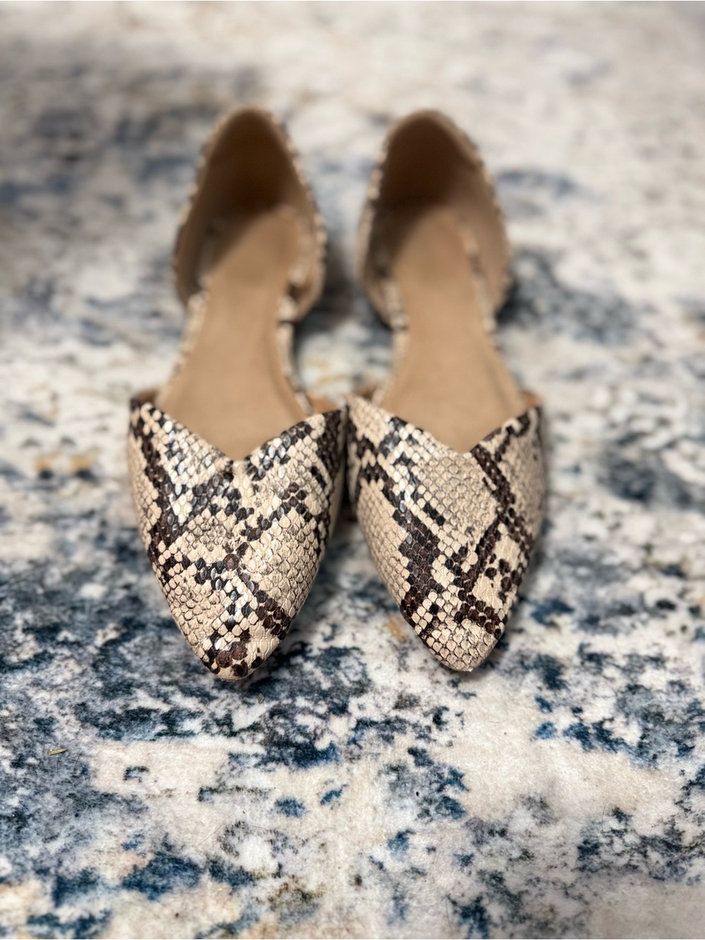 Old Navy Snake-Print Pointed D'Orsay Flats - Beige/Brown